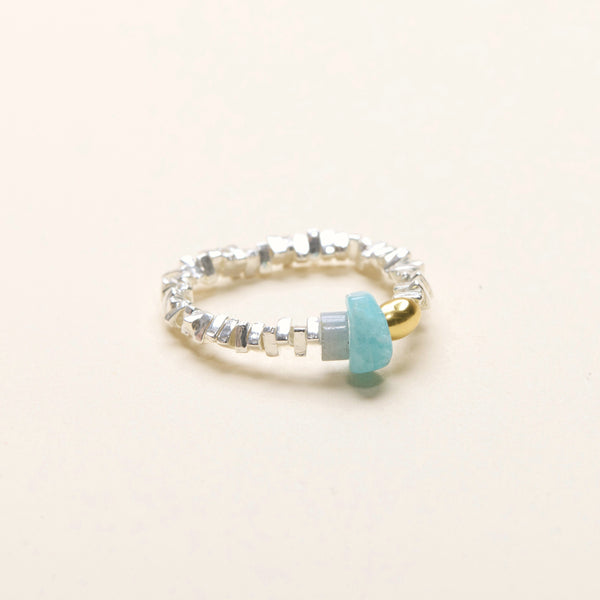 Crystal Silver Beaded Ring [Sterling Silver]