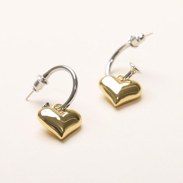 Two Tone Heart Earrings
