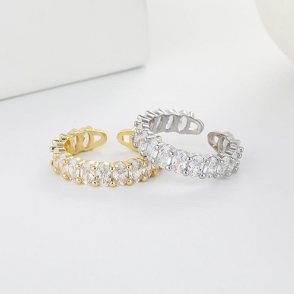 Geometric Zircon Open Ring Dainty Gold Silver Color Crystal Finger Ring