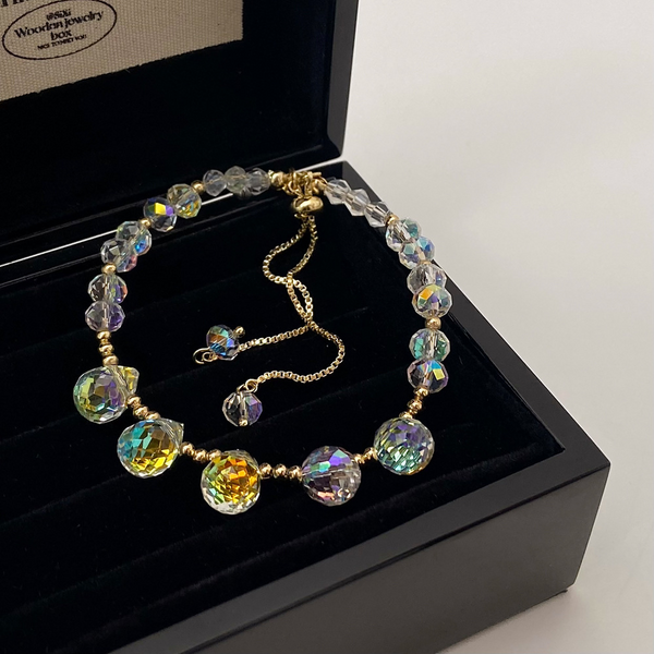Multi Color Simple Super Flash Water Drop Crystal Bead Adjustable Women Bracelet