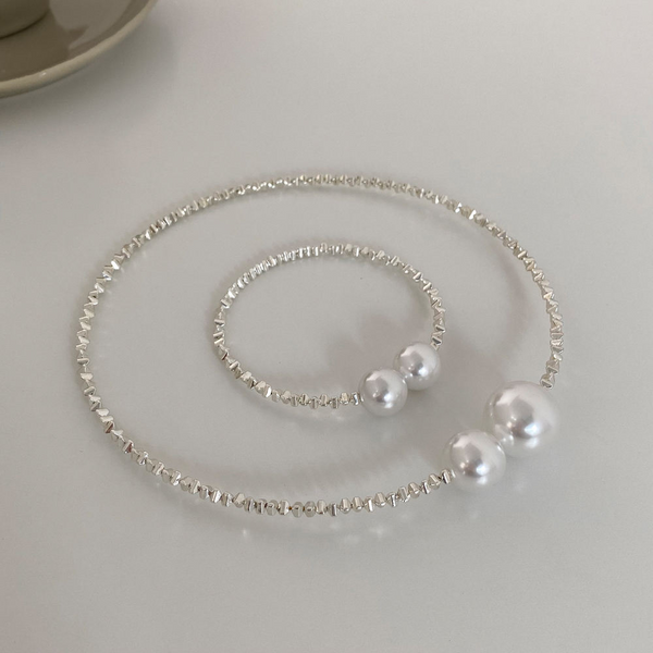 Fashion Jewelry Elegant Broken Silver Chain Pearl Necklace Vintage Style Minimalist Necklace