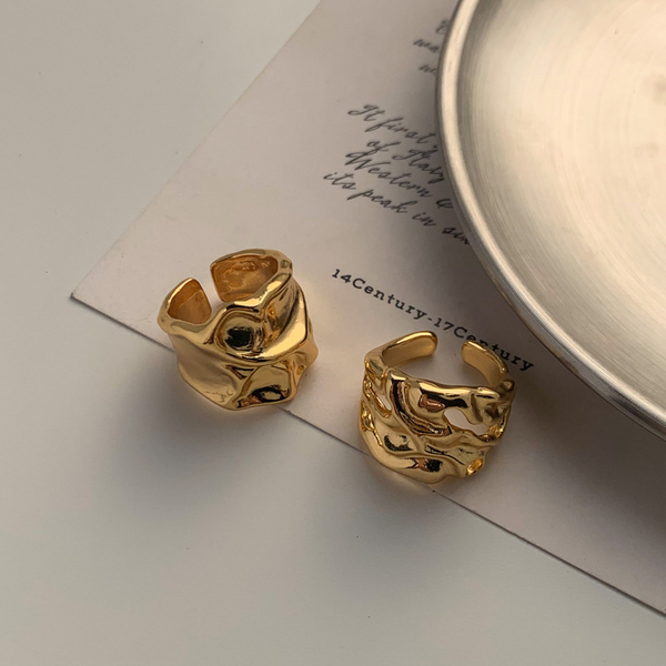Luxury High Quality Brass Delicate Chunky Hollow Thickness Adjustable Finger Rings