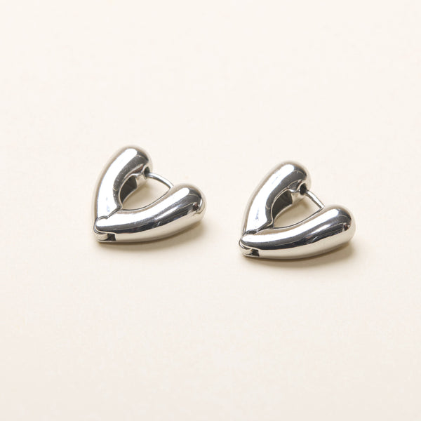 Heart Sagittal Hoop Earrings [Sterling Silver]