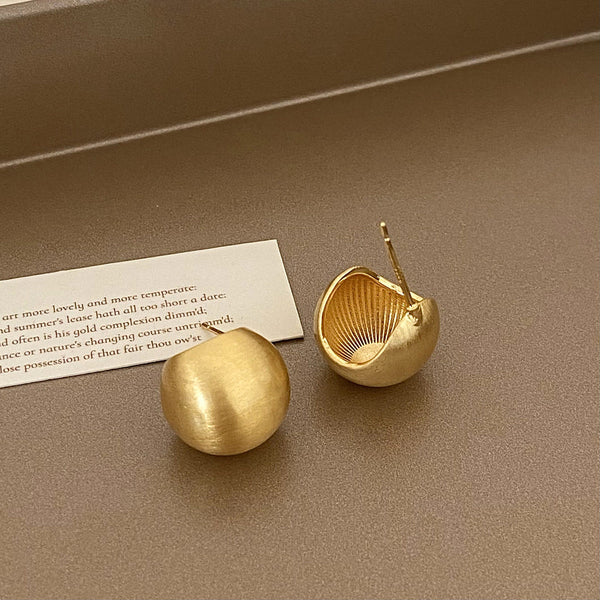 Vintage Gold Plated Chunky Teardrop Hoop Earrings Glossy Dome Drop Statement Jewelry for Women