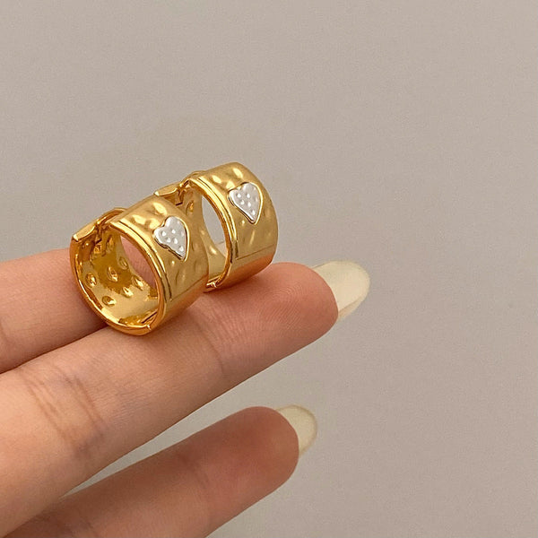 High Quality  Gold Plated Vintage Mix Color Heart Design Geometric Chunky Circle Hoop Earrings for Women